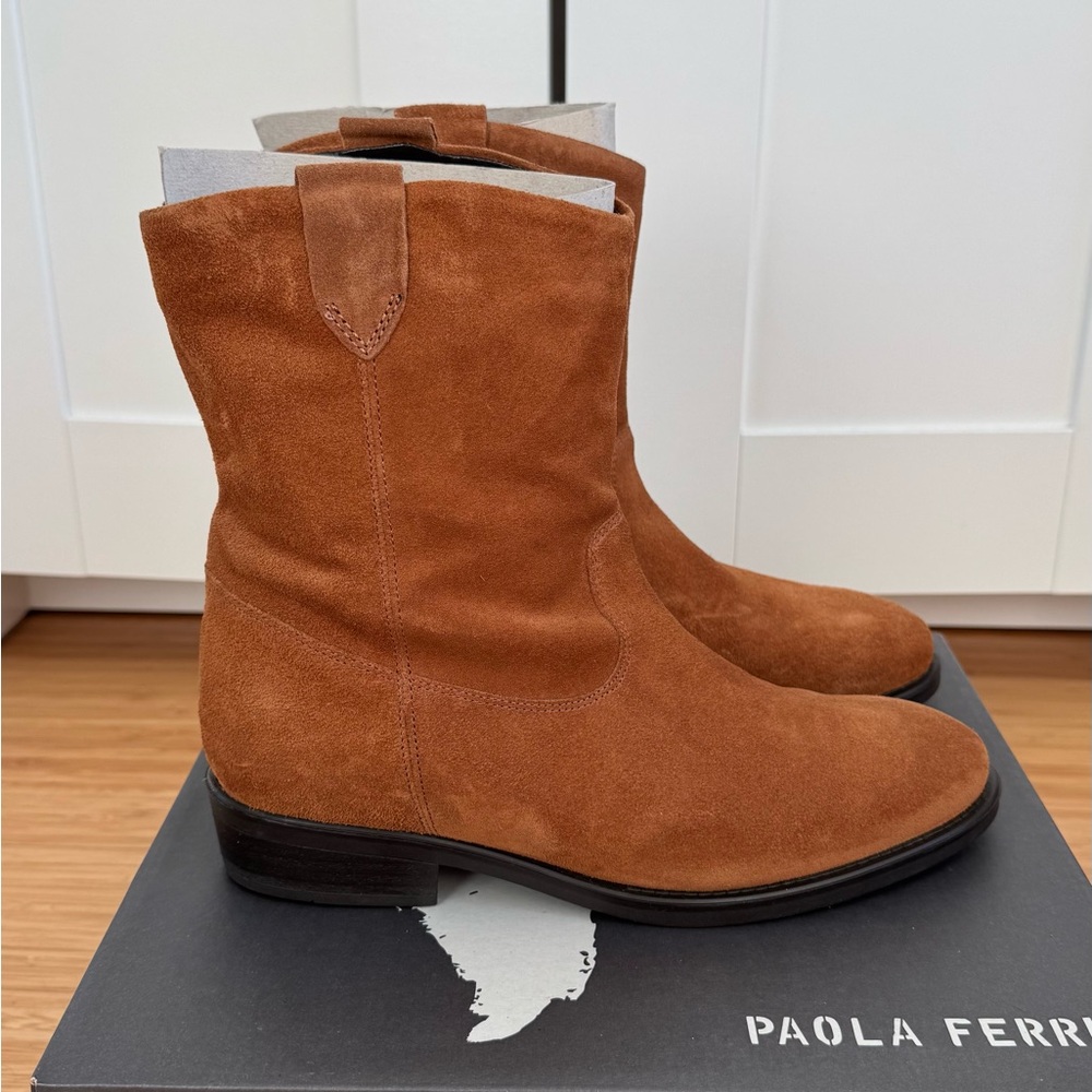 Brown Real Suede Ankle Boots, Italy, size eu 40, us 10, padded shoes